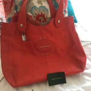 Longchamp Large Leather Orange Tote Not Worn